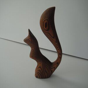 Vintage Canada Hand Carved Cedar Wooden Squirrel Animal Decor Signed Art